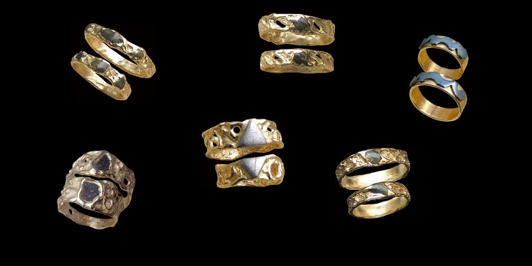 Obrączki z meteorytami